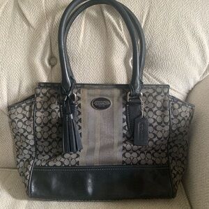 Coach Black and Gray Signature Satchel